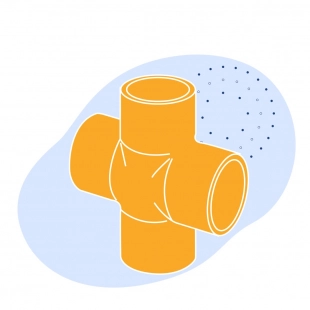 Чугунная крестовина с двумя переходами Ду 20 мм ГОСТ 8953-75