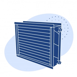 Калорифер водяной 648.4 кВт±8% 25000 м3/ч 166.25 м2±1.5%
